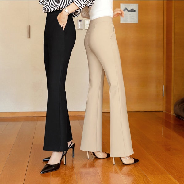 Pantalon bootcut basique pour femmes/pantalons de style coréen, pantalon d'école de bureau décontracté et confortable pour F/W