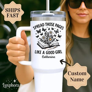 Custom Romance Reader Tumbler Gifts for Romance Book Lovers Spicy Readers Gift Ideas Personalized Spread Those Pages Tumbler Spicy Tumbler