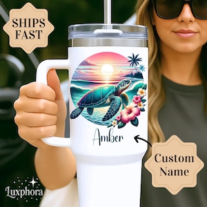 Personalized Sea Turtle Tumbler 40oz Turtle Tumbler Gift for Sea Turtle Lover Gift for Turtle Lovers Gifts Custom Turtle Gifts for Women