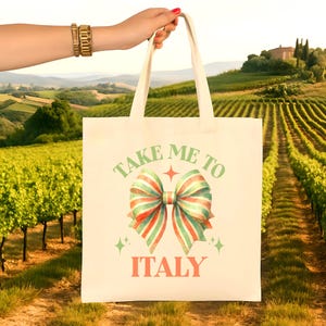 Italy Travel Tote Bag: Retro Italian Market Canvas Bag