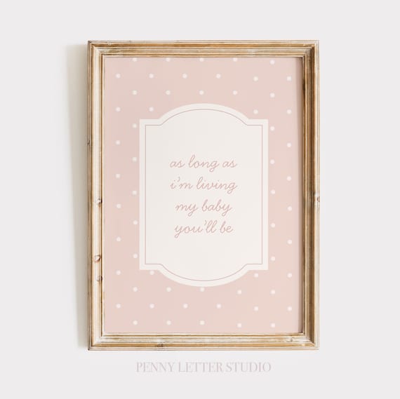I Love You Forever Nursery Print, Pink Floral Dot Pattern, Grandmillennial Baby Wall Art, Sentimental Quote for Baby Girl Room