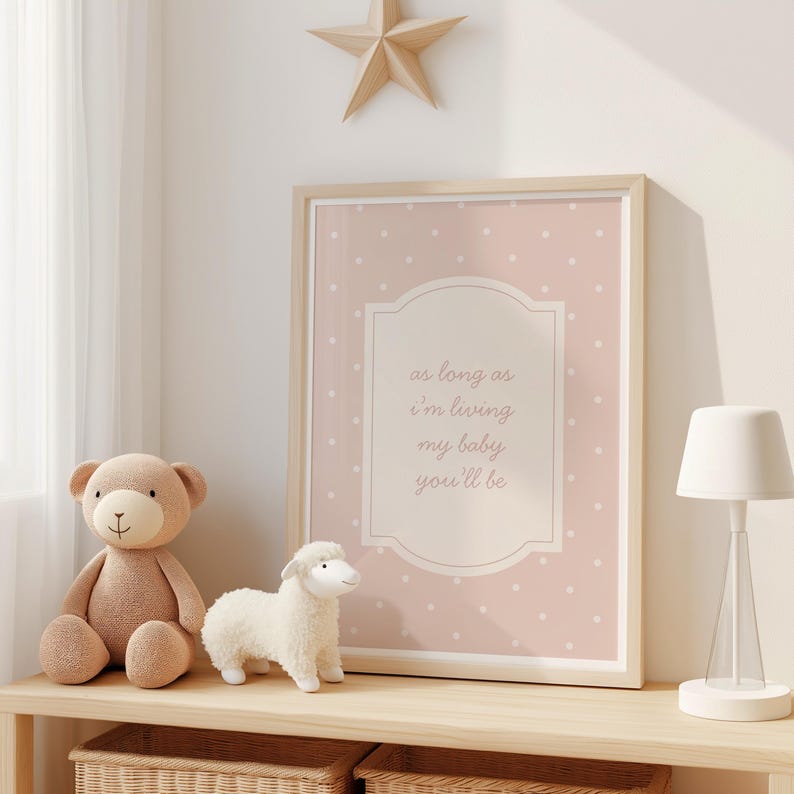a shelf with a framed picture, a teddy bear, and a lamp, all arranged in a cozy and inviting setting.