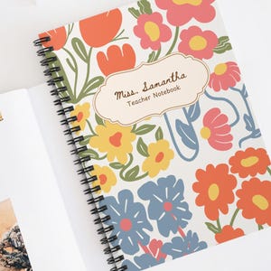 Cahier à spirale floral - Le préféré de l'enseignant, papeterie personnalisée, joli journal d'étude, cadeau pour éducateurs