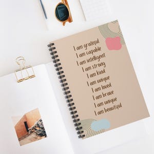 Inspirational Spiral Notebook - Affirmation Quotes, Self-Love Journal, Motivational Stationery, Gift for Students, Positive Thinking