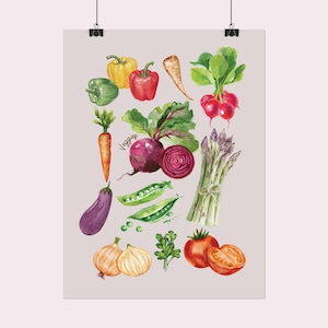 Vibrant Vegetable Wall Art, Kitchen Decor, Botanical Posters, Plant Lover Gift, Farmhouse Decor, Culinary Art Prints