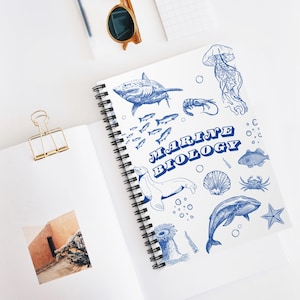 Marine Biology Spiral Notebook - Ruled Line, Ocean Theme Journal, Underwater Creatures Diary, Sea Life Notepad, Fish Lover Gift