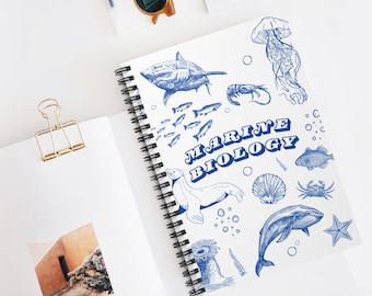 Cuaderno espiral de biología marina: diario de criaturas oceánicas