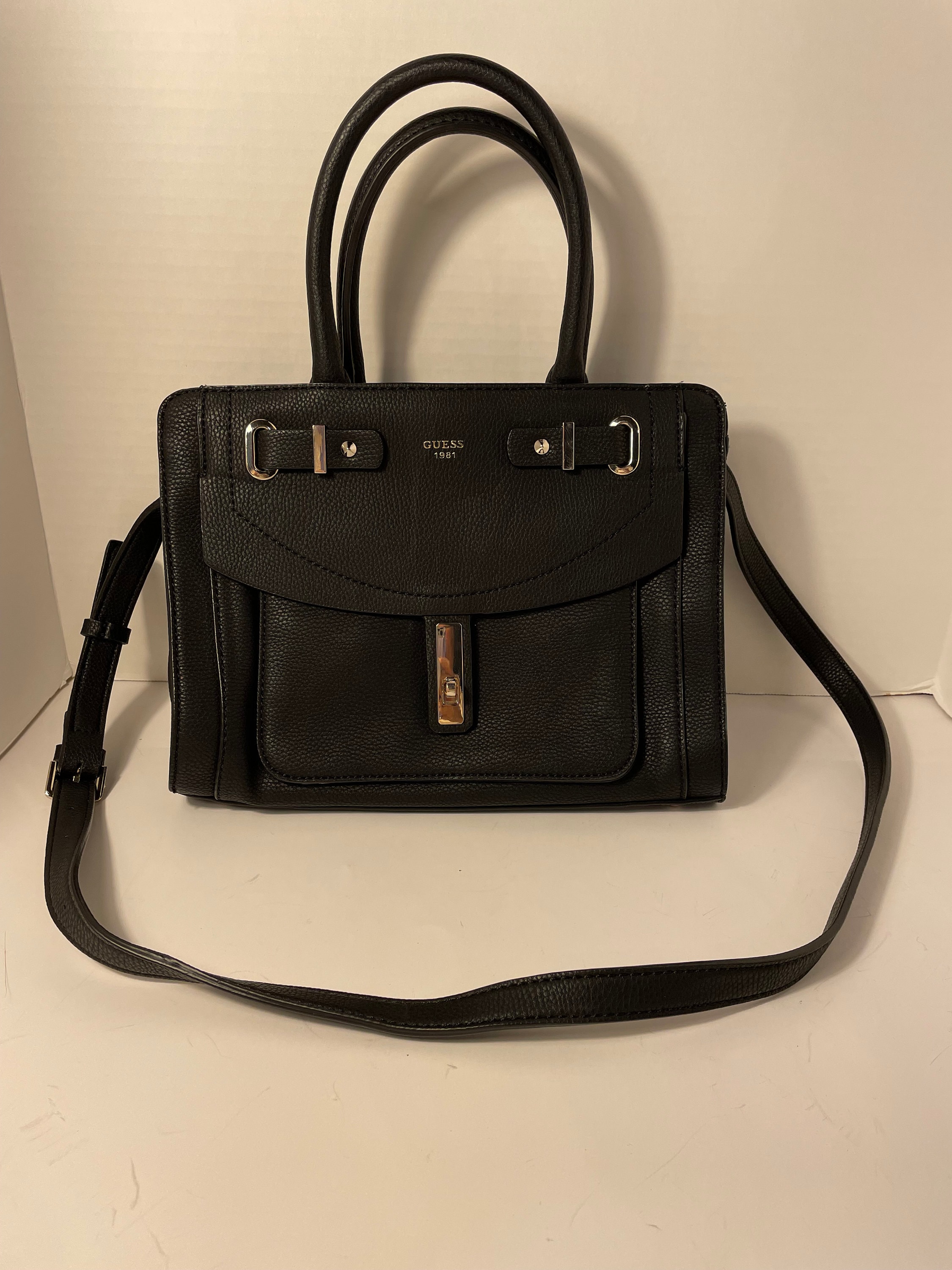 GUESS-Mujer-Negro-1981-Bolso de mano auténtico-Nunca usado-Como