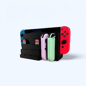 Organizzatore per dock Nintendo Switch con Joy-Con e spazio per giochi, supporto compatto per console e supporto per controller per accessori