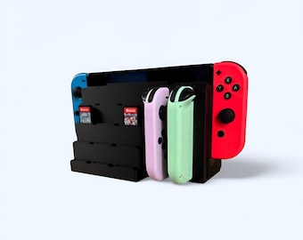 Nintendo Switch Dock Organizer with Joy-Con & Game Storage, Compact Console Stand and Controller Holder for Accessories