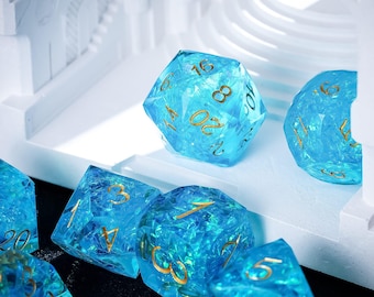 Crystal Dnd Dice Set, Handmade Sharp Edge Resin Dice for DnD, RPG, Tabletop Games, DND Player Gift