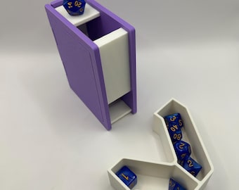 Spell Book Dice Tower & Storage Box | RPG Dice Organizer for Tabletop Games, DND Accessories, Gift for Gamers