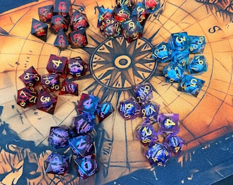 Dragon Eye Liquid Core Dice Set – Sharp Edge Resin DND Dice for Tabletop Game