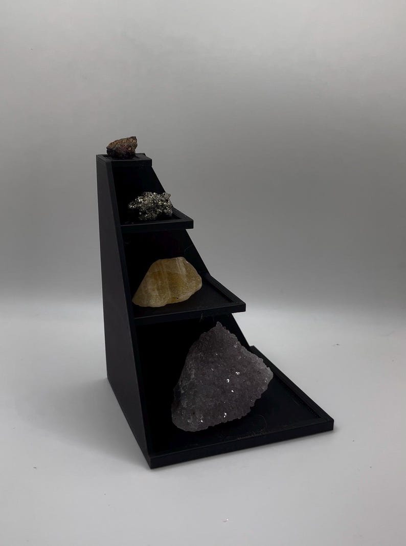 Shelf For Rocks Modern Tiered Crystal Display Stand – 3D Printed Mineral Shelf ...