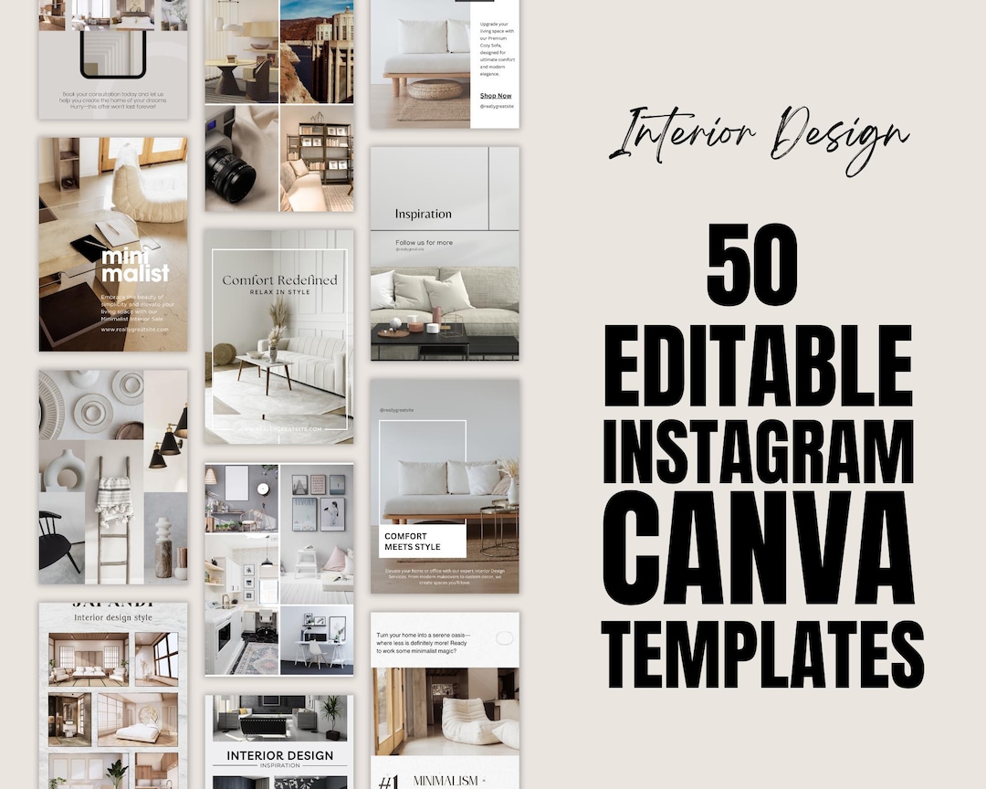 50 Interior Design Instagram Story and Post Templates | Interior Design ...