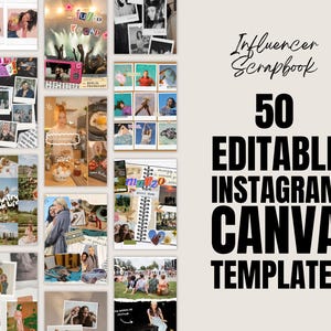 50 publicaciones de Instagram para álbumes de recortes de influencers / Plantillas de Canva / Historias de influencers de Instagram / Contenido de Instagram / Plantillas personalizables para coaches