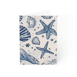Tarjetas de felicitación con temática de playa para cualquier ocasión, juego de tarjetas náuticas, tarjetas de cumpleaños oceánicas, notas de agradecimiento, diseño de conchas y estrellas de mar.