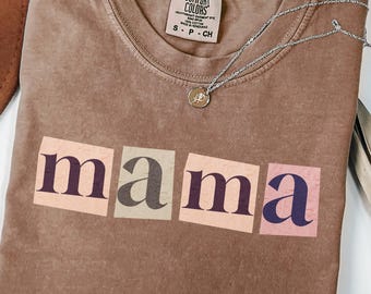 Comfort Colors Mama Shirt, Minimalist Retro Graphic Tee