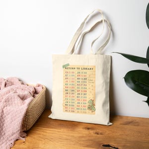 Return to Library Card Dragon Tote Bag, Vintage Library Card Book Due Date, Bookish Gift for Her Him Reader Author English Teacher Librarian