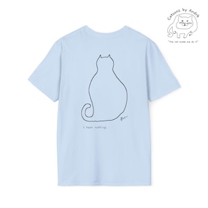 Funny Cat Minimalist Line Drawing Soft Cotton T-Shirt