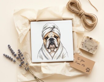 English Bulldog Spa Dog Ceramic Tile thumbnail 2