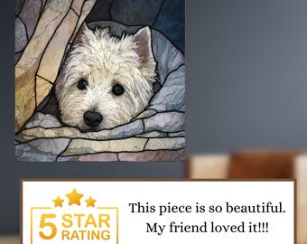 West Highland White Terrier Under the Blanket Ceramic Tile thumbnail 3