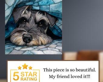 Miniature Schnauzer Under the Blanket Ceramic Tile thumbnail 3
