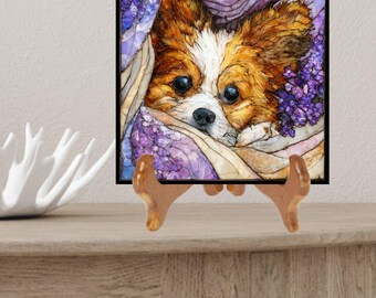 Papillon Under the Blanket Ceramic Tile thumbnail 2