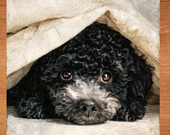 Standard Poodle Under the Blanket Ceramic Tile thumbnail 1