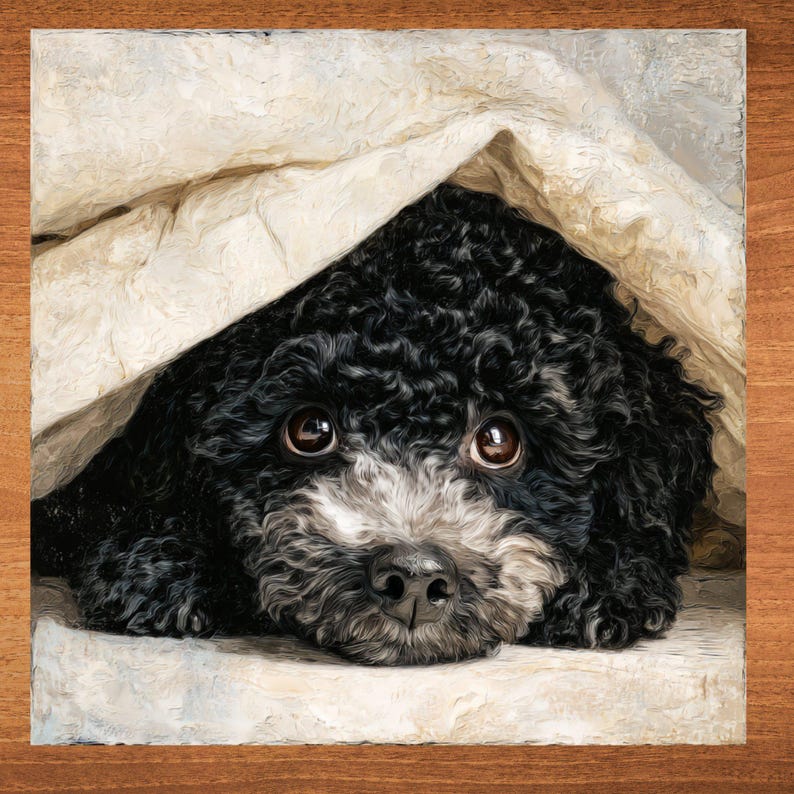 Standard Poodle Under the Blanket Ceramic Tile