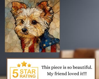 Morkie USA Flag Patriotic Dog Ceramic Tile thumbnail 4