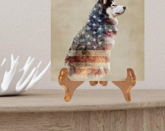 Akita USA Flag Patriotic Dog Ceramic Tile thumbnail 2