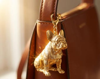 French Bulldog Gold Dog Sculpture Bag Charm thumbnail 1