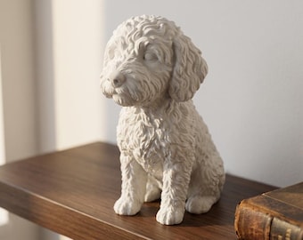 Bichon Frise Realistic Seated Dog Statue thumbnail 1