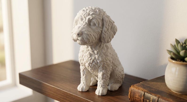 Bichon Frise Realistic Seated Dog Statue