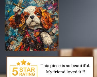 Cavalier King Charles Spaniel Medieval Knight Dog Ceramic Tile thumbnail 3