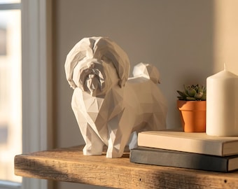 Coton de Tulear Low-Poly Geometric Dog Statue thumbnail 1