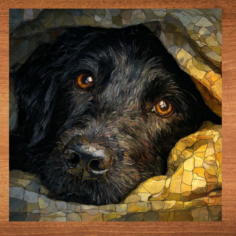 Flat Coated Retriever Under the Blanket Ceramic Tile