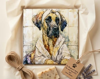 Great Dane Spa Dog Ceramic Tile thumbnail 2