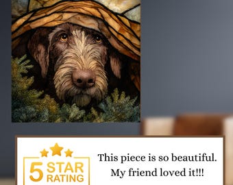 German Wirehaired Pointer Under the Blanket Ceramic Tile thumbnail 3