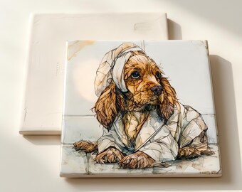 English Cocker Spaniel Spa Dog Ceramic Tile thumbnail 3