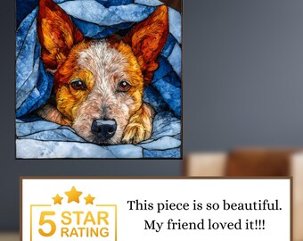 Australian Cattle Dog Under the Blanket Ceramic Tile thumbnail 3