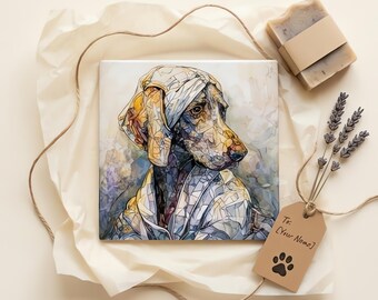 Weimaraner Spa Dog Ceramic Tile thumbnail 2