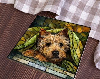 Cairn Terrier Under the Blanket Ceramic Tile thumbnail 4