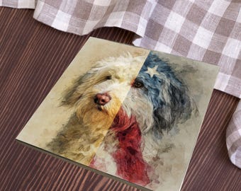 Coton de Tulear USA Flag Patriotic Dog Ceramic Tile thumbnail 3