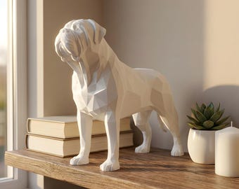 Bullmastiff Low-Poly Geometric Dog Statue thumbnail 1