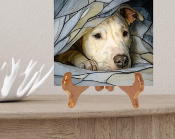Dogo Argentino Under the Blanket Ceramic Tile thumbnail 2