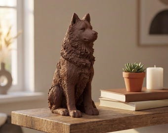 Alaskan Malamute Realistic Seated Dog Statue thumbnail 4