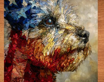Brussels Griffon USA Flag Patriotic Dog Ceramic Tile thumbnail 1