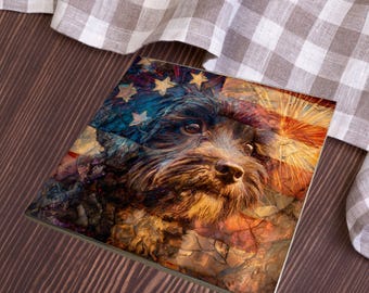 Havanese USA Flag Patriotic Dog Ceramic Tile thumbnail 3